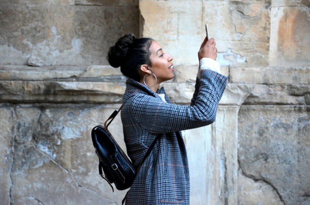 influencer holding phone